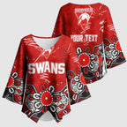 Personalized Sydney Swans Kimono Sleeve Blouse Aboriginal Dot Painting Graffiti Style