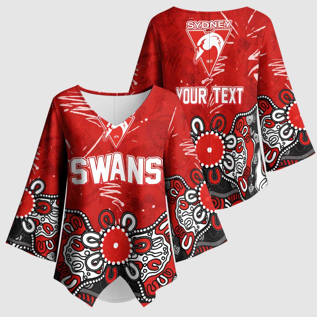 Personalized Sydney Swans Kimono Sleeve Blouse Aboriginal Dot Painting Graffiti Style