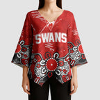 Personalized Sydney Swans Kimono Sleeve Blouse Aboriginal Dot Painting Graffiti Style