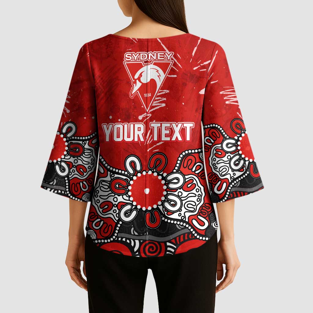 Personalized Sydney Swans Kimono Sleeve Blouse Aboriginal Dot Painting Graffiti Style