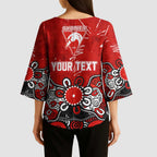 Personalized Sydney Swans Kimono Sleeve Blouse Aboriginal Dot Painting Graffiti Style