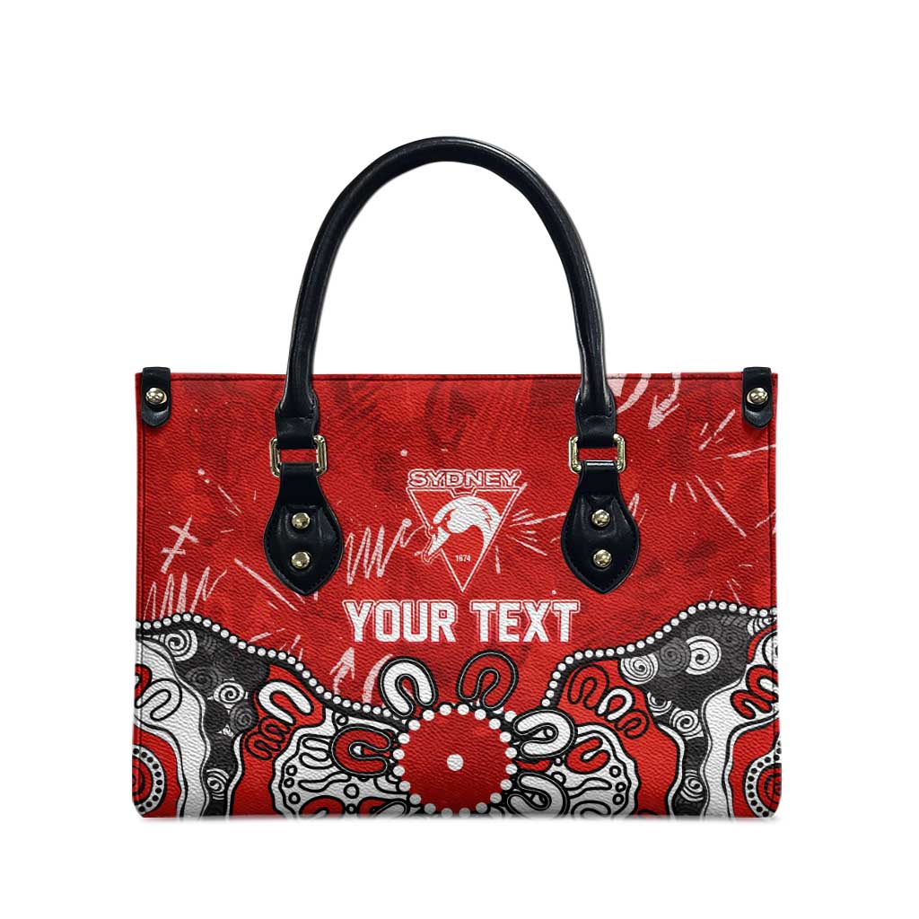 Personalized Sydney Swans Leather Bag Aboriginal Dot Painting Graffiti Style