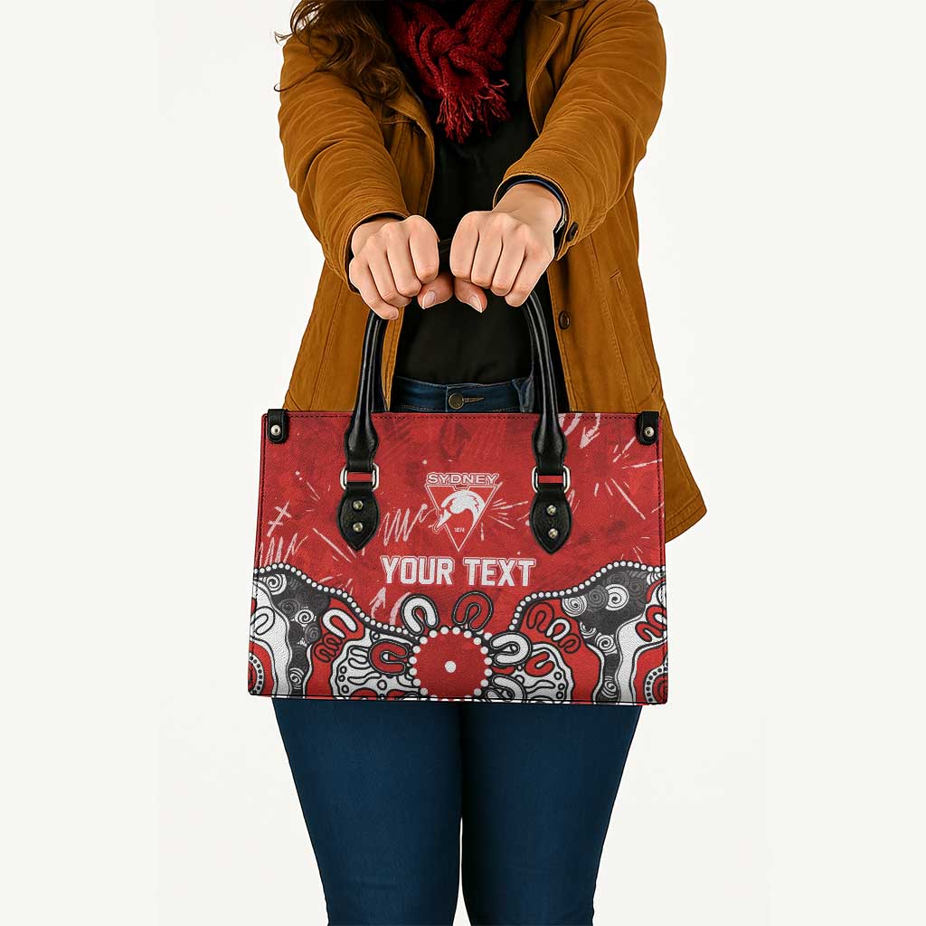 Personalized Sydney Swans Leather Bag Aboriginal Dot Painting Graffiti Style