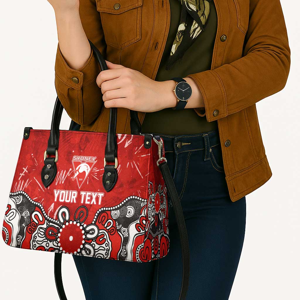 Personalized Sydney Swans Leather Bag Aboriginal Dot Painting Graffiti Style