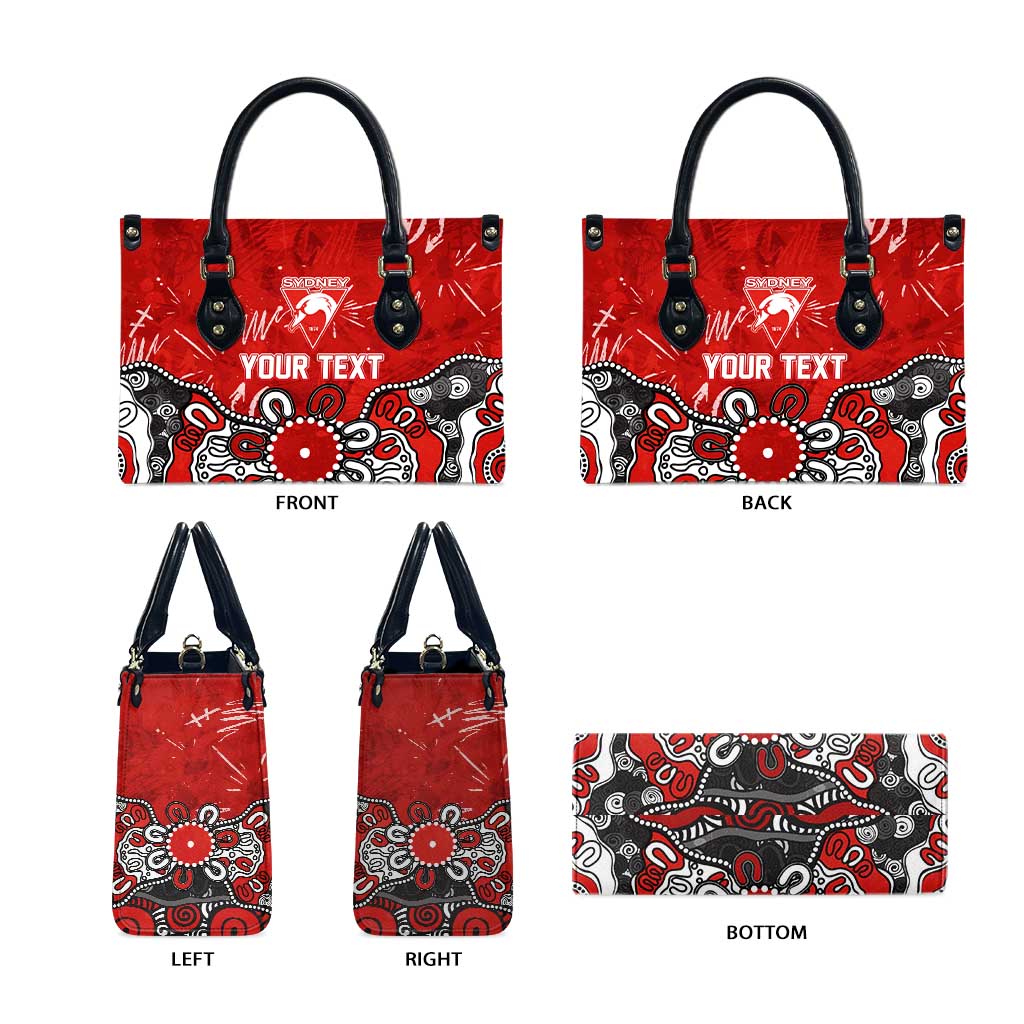 Personalized Sydney Swans Leather Bag Aboriginal Dot Painting Graffiti Style