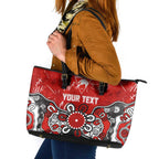 Personalized Sydney Swans Leather Tote Bag Aboriginal Dot Painting Graffiti Style