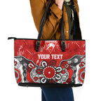 Personalized Sydney Swans Leather Tote Bag Aboriginal Dot Painting Graffiti Style