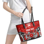 Personalized Sydney Swans Leather Tote Bag Aboriginal Dot Painting Graffiti Style