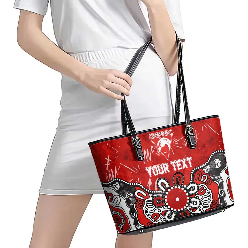Personalized Sydney Swans Leather Tote Bag Aboriginal Dot Painting Graffiti Style