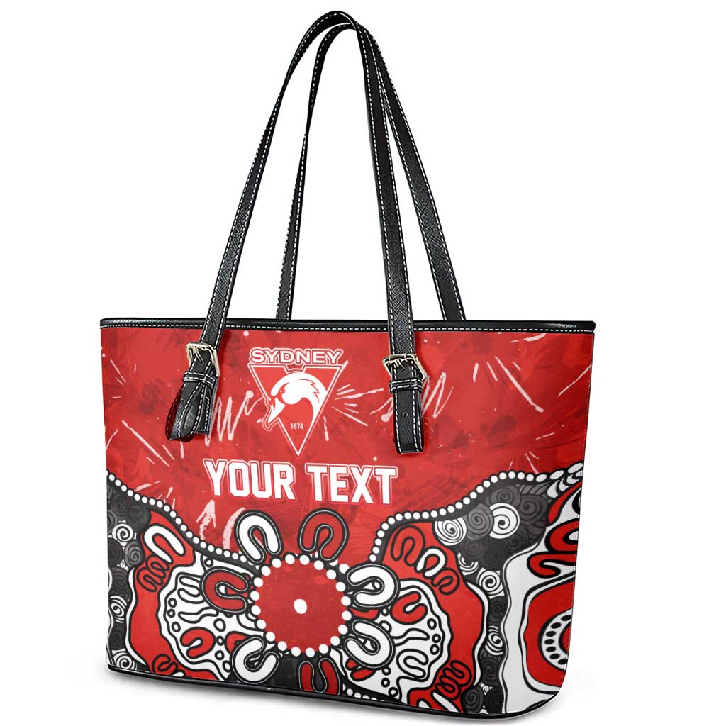Personalized Sydney Swans Leather Tote Bag Aboriginal Dot Painting Graffiti Style
