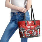Personalized Sydney Swans Leather Tote Bag Aboriginal Dot Painting Graffiti Style