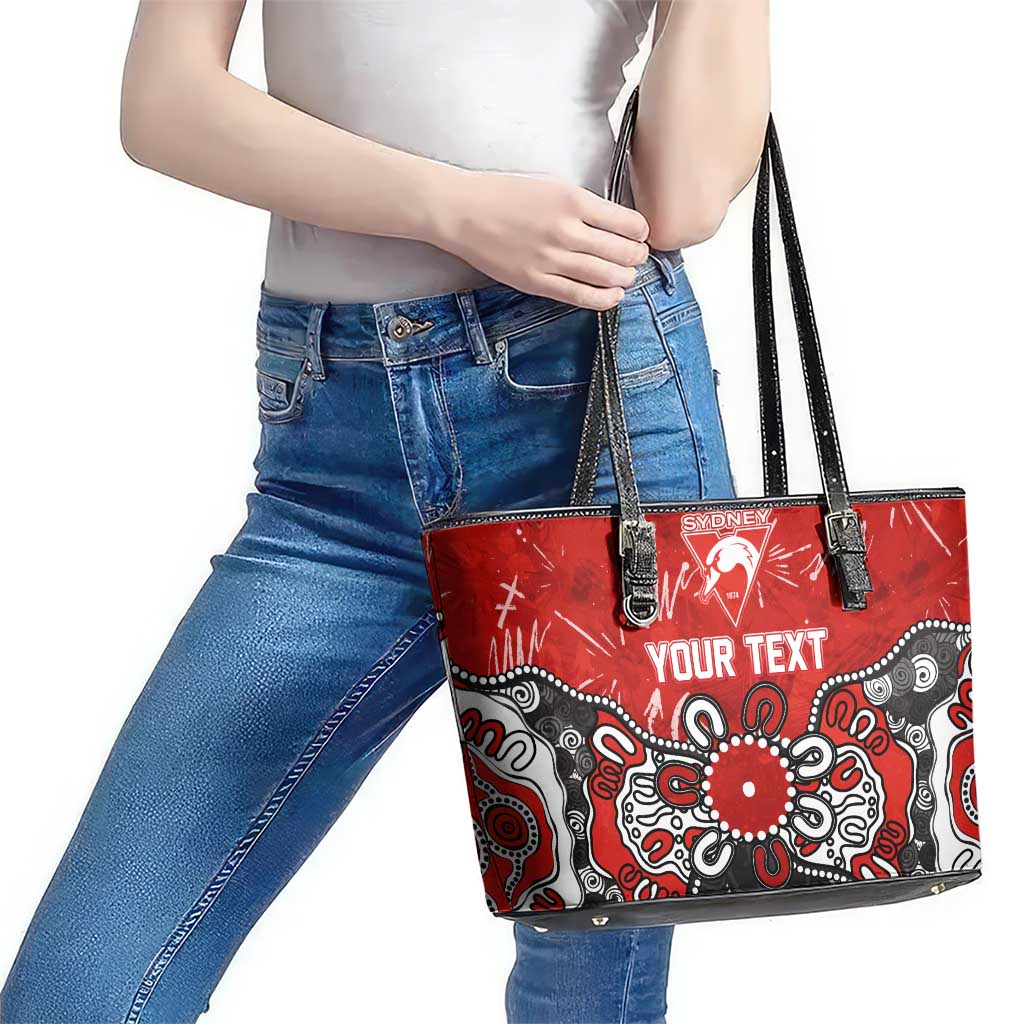 Personalized Sydney Swans Leather Tote Bag Aboriginal Dot Painting Graffiti Style