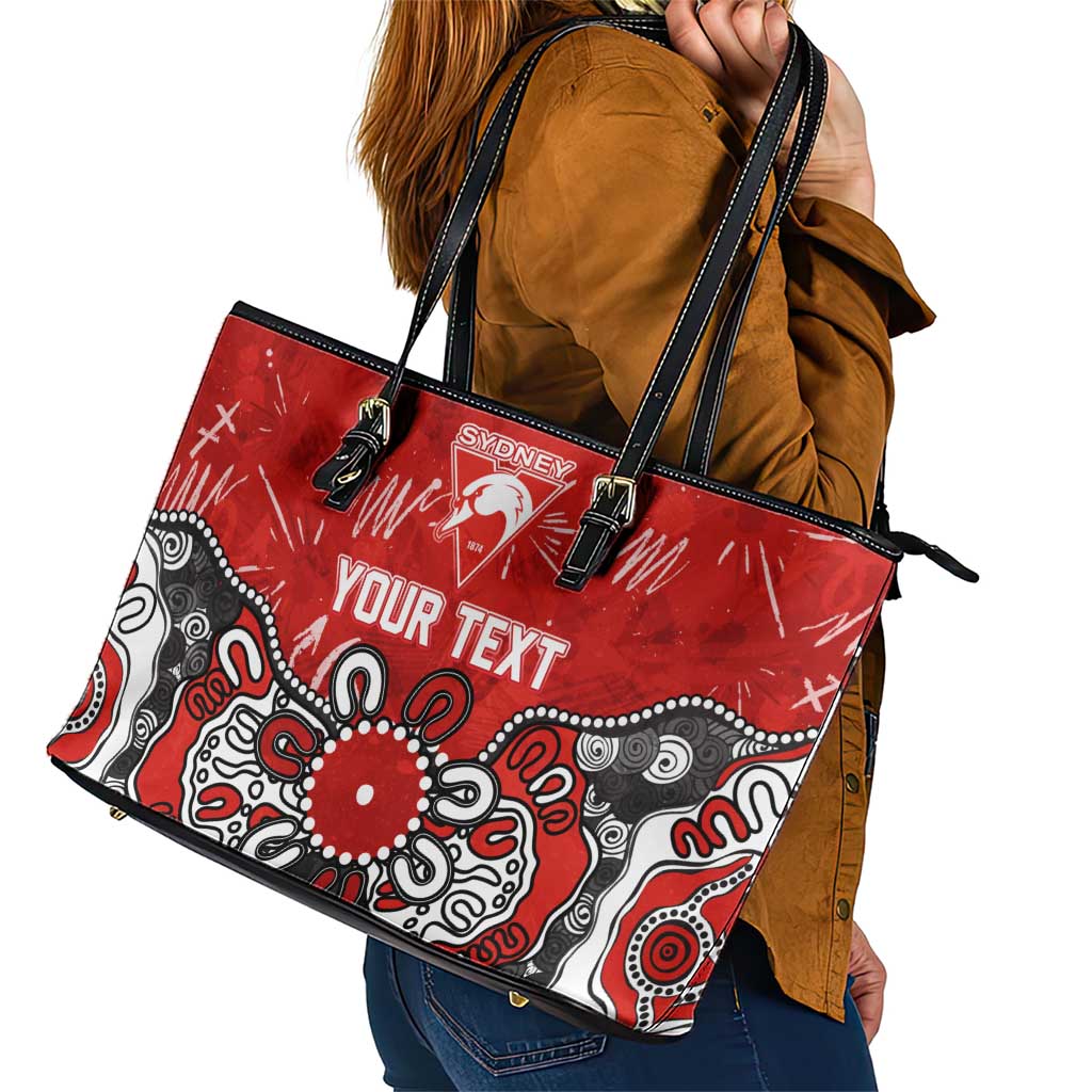 Personalized Sydney Swans Leather Tote Bag Aboriginal Dot Painting Graffiti Style