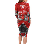 Personalized Sydney Swans Long Sleeve Bodycon Dress Aboriginal Dot Painting Graffiti Style