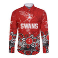 Personalized Sydney Swans Long Sleeve Button Shirt Aboriginal Dot Painting Graffiti Style