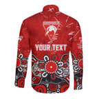 Personalized Sydney Swans Long Sleeve Button Shirt Aboriginal Dot Painting Graffiti Style