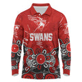 Personalized Sydney Swans Long Sleeve Polo Shirt Aboriginal Dot Painting Graffiti Style