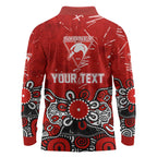 Personalized Sydney Swans Long Sleeve Polo Shirt Aboriginal Dot Painting Graffiti Style