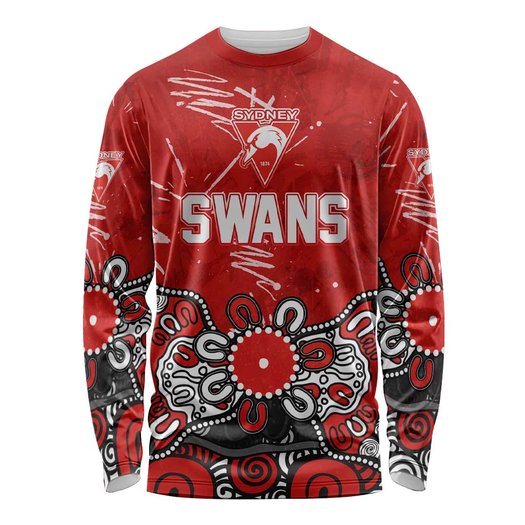 Personalized Sydney Swans Long Sleeve Shirt Aboriginal Dot Painting Graffiti Style