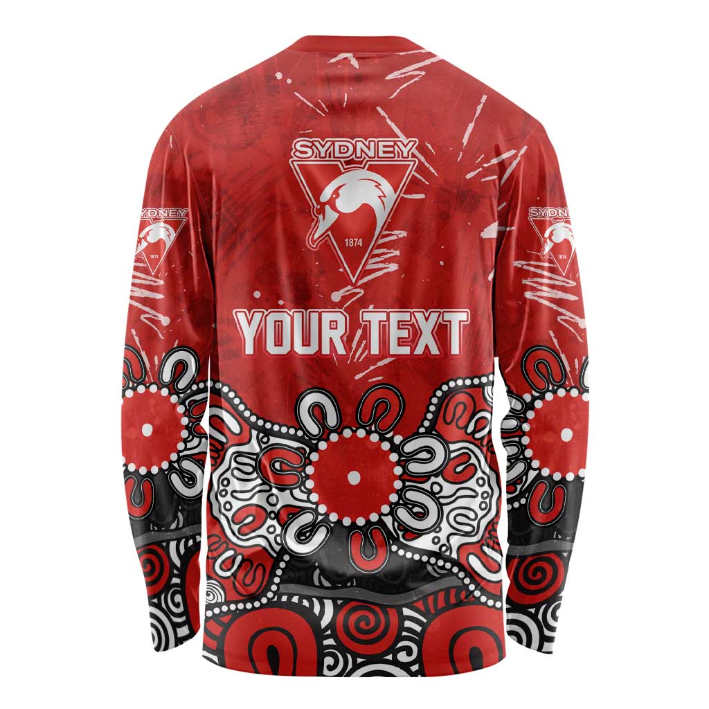 Personalized Sydney Swans Long Sleeve Shirt Aboriginal Dot Painting Graffiti Style