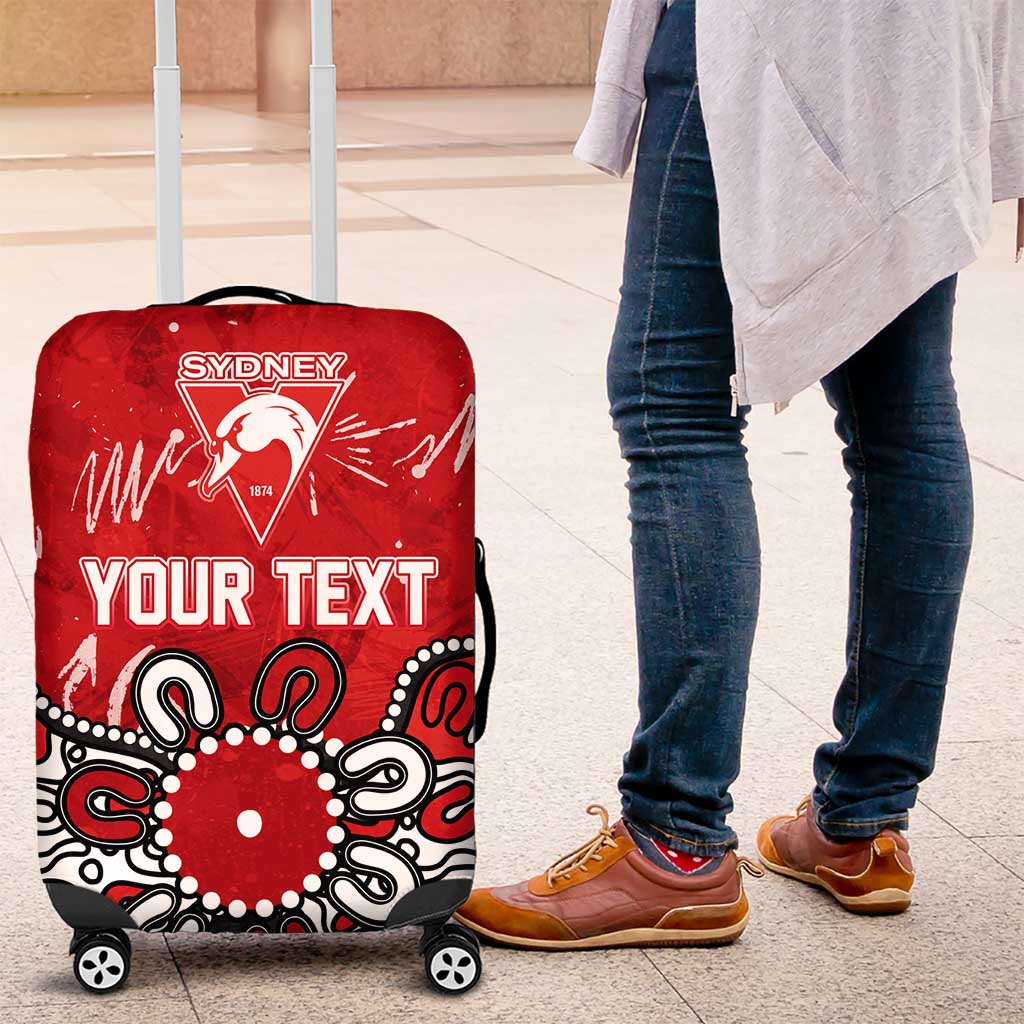 Personalized Sydney Swans Luggage Cover Aboriginal Dot Painting Graffiti Style