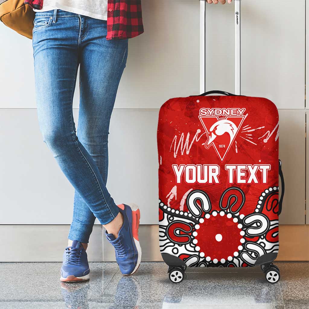 Personalized Sydney Swans Luggage Cover Aboriginal Dot Painting Graffiti Style