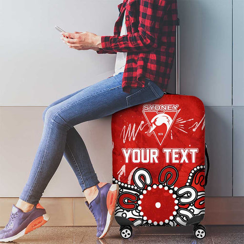 Personalized Sydney Swans Luggage Cover Aboriginal Dot Painting Graffiti Style