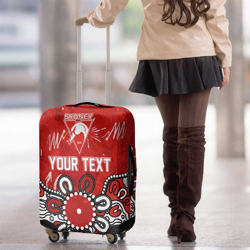 Personalized Sydney Swans Luggage Cover Aboriginal Dot Painting Graffiti Style