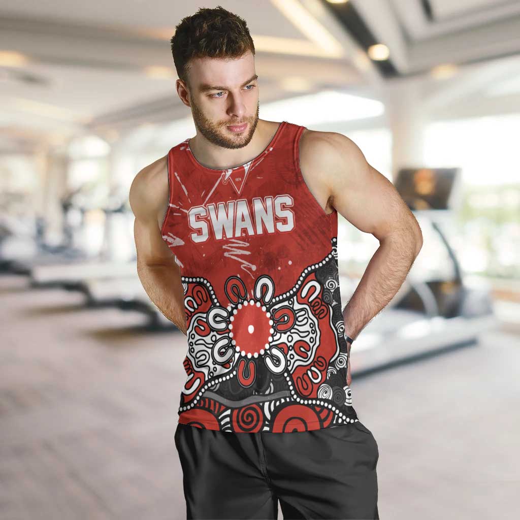 Personalized Sydney Swans Men Tank Top Aboriginal Dot Painting Graffiti Style