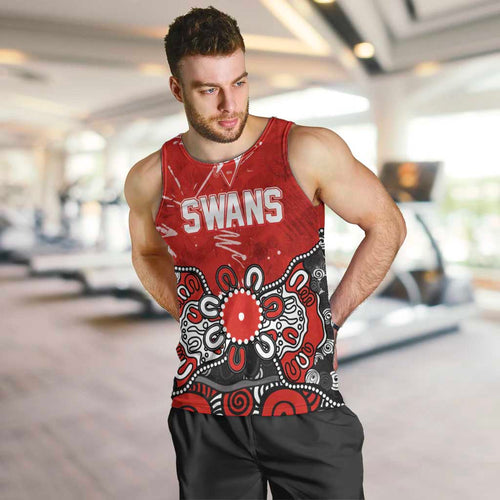 Personalized Sydney Swans Men Tank Top Aboriginal Dot Painting Graffiti Style