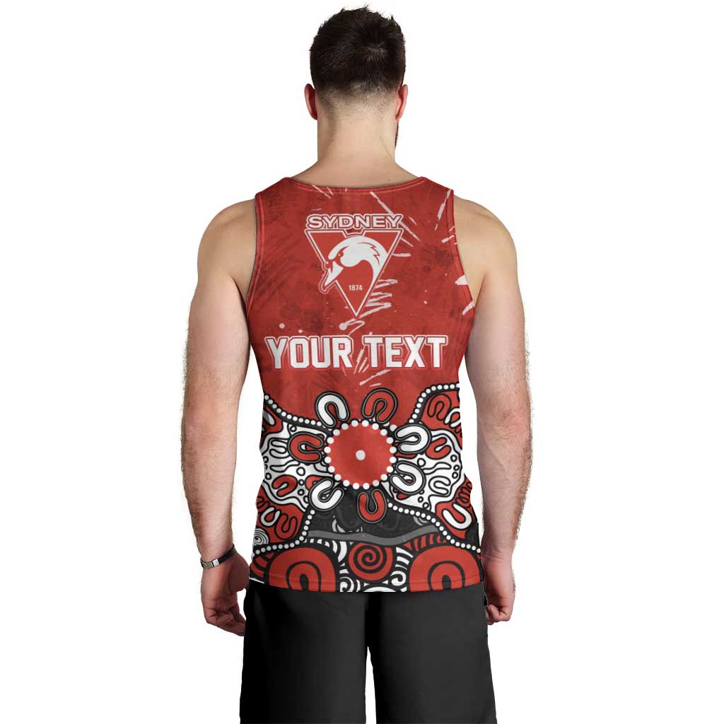 Personalized Sydney Swans Men Tank Top Aboriginal Dot Painting Graffiti Style