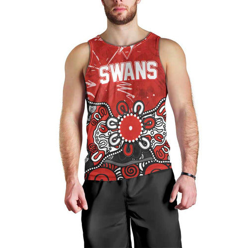 Personalized Sydney Swans Men Tank Top Aboriginal Dot Painting Graffiti Style