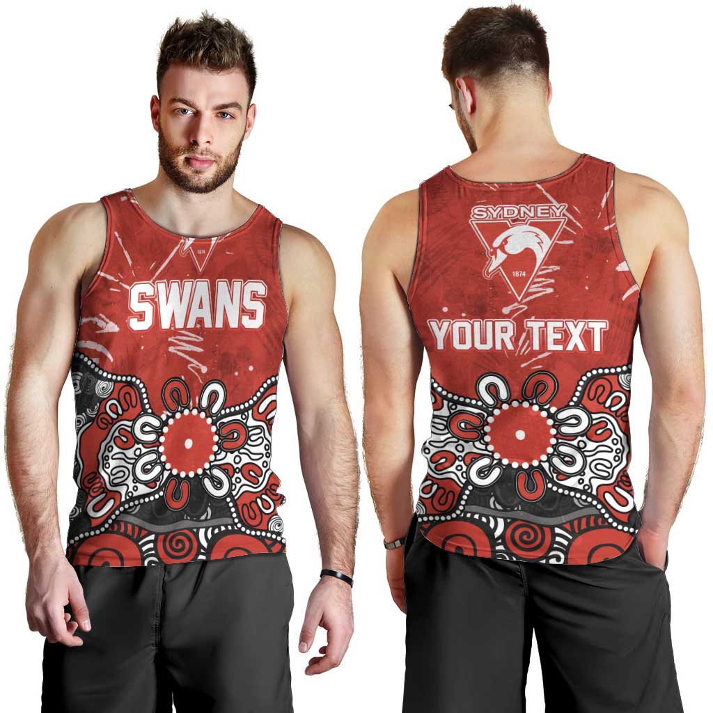 Personalized Sydney Swans Men Tank Top Aboriginal Dot Painting Graffiti Style