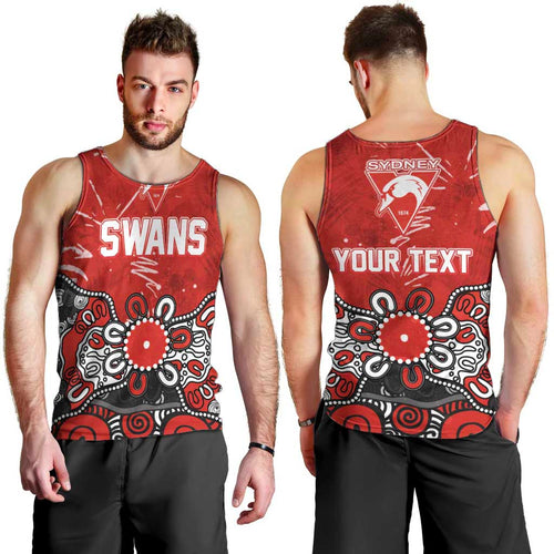 Personalized Sydney Swans Men Tank Top Aboriginal Dot Painting Graffiti Style
