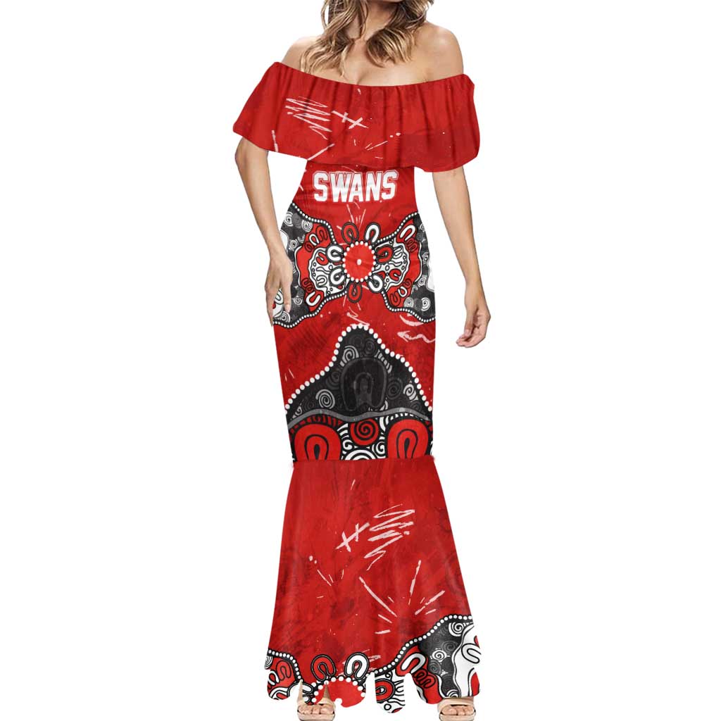 Personalized Sydney Swans Mermaid Dress Aboriginal Dot Painting Graffiti Style