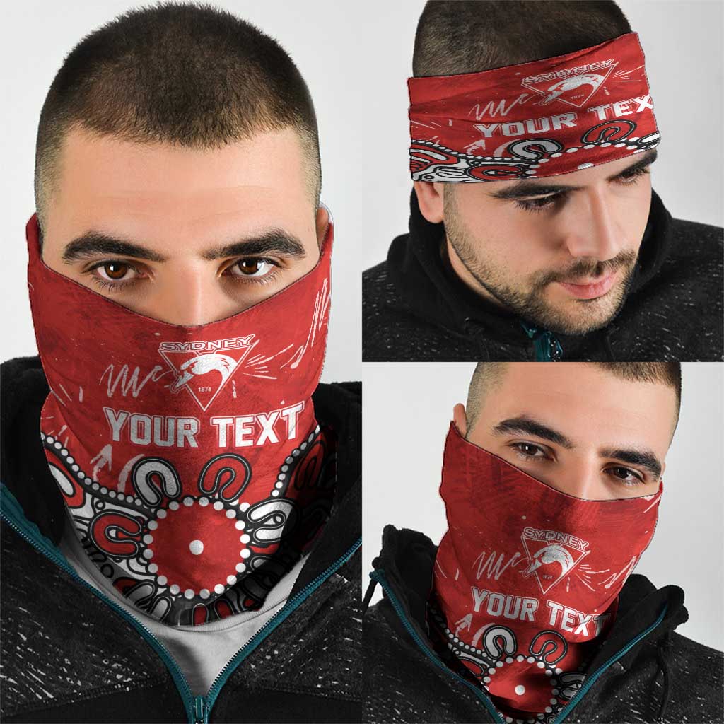 Personalized Sydney Swans Neck Gaiter Aboriginal Dot Painting Graffiti Style