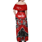 Personalized Sydney Swans Off Shoulder Maxi Dress Aboriginal Dot Painting Graffiti Style