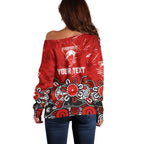 Personalized Sydney Swans Off Shoulder Sweater Aboriginal Dot Painting Graffiti Style
