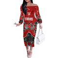 Personalized Sydney Swans Off The Shoulder Long Sleeve Dress Aboriginal Dot Painting Graffiti Style