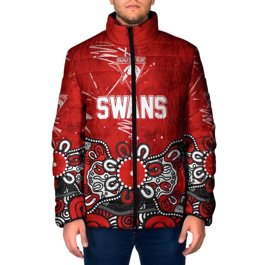 Personalized Sydney Swans Padded Jacket Aboriginal Dot Painting Graffiti Style
