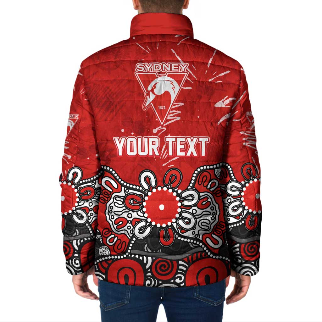 Personalized Sydney Swans Padded Jacket Aboriginal Dot Painting Graffiti Style