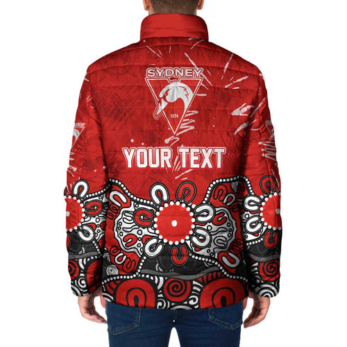 Personalized Sydney Swans Padded Jacket Aboriginal Dot Painting Graffiti Style