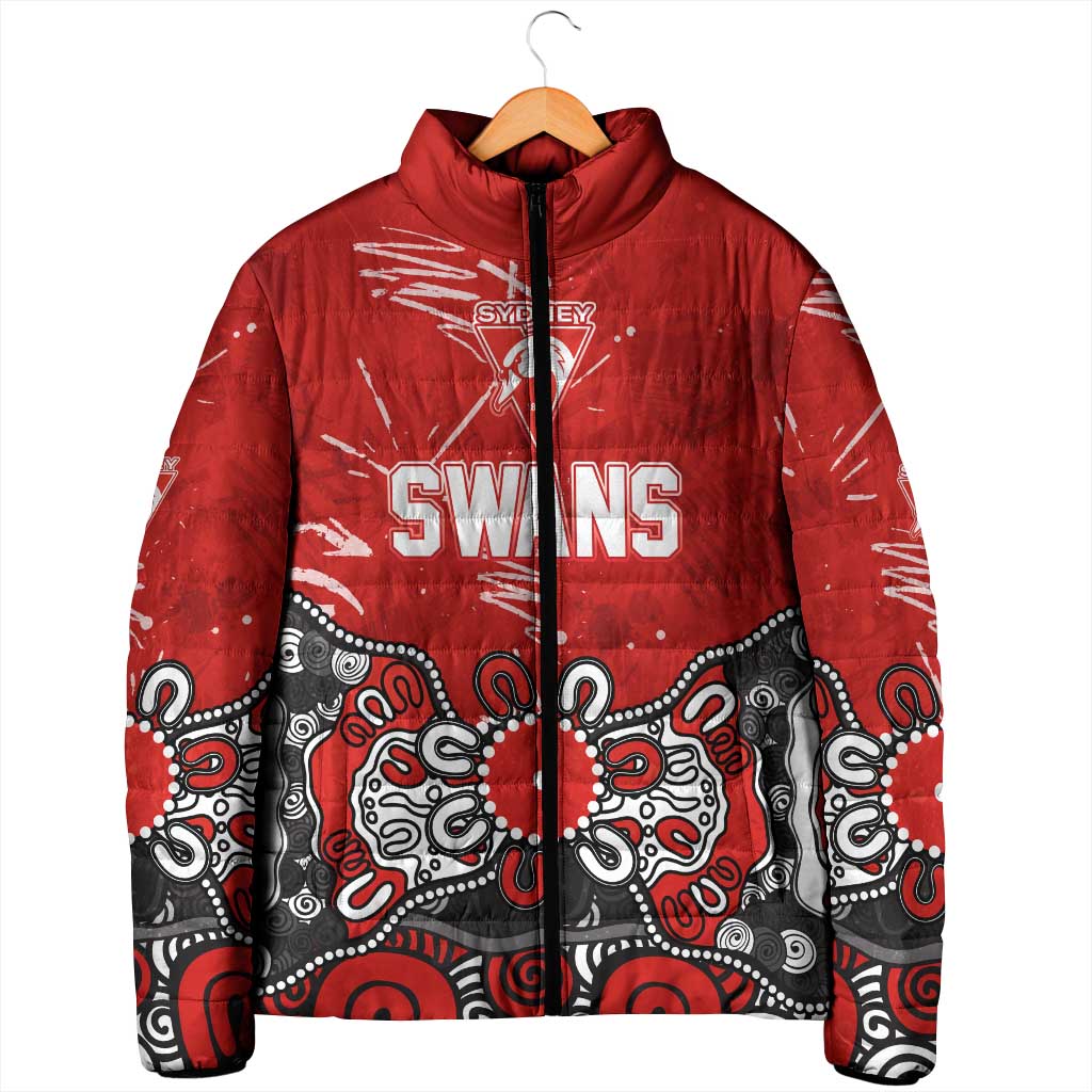 Personalized Sydney Swans Padded Jacket Aboriginal Dot Painting Graffiti Style