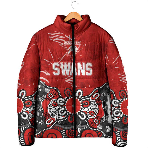 Personalized Sydney Swans Padded Jacket Aboriginal Dot Painting Graffiti Style