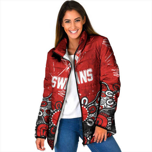 Personalized Sydney Swans Padded Jacket Aboriginal Dot Painting Graffiti Style