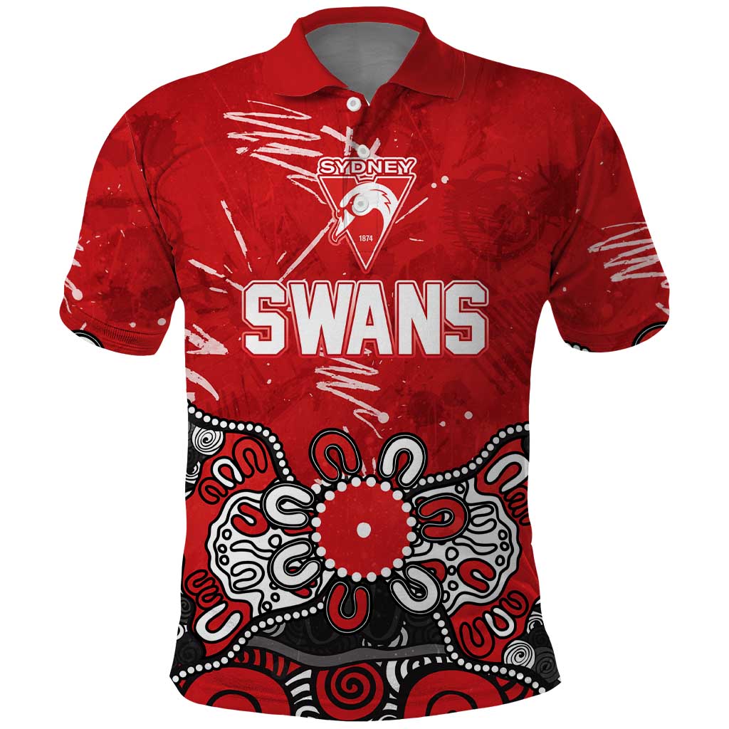 Personalized Sydney Swans Polo Shirt Aboriginal Dot Painting Graffiti Style