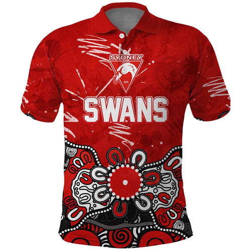 Personalized Sydney Swans Polo Shirt Aboriginal Dot Painting Graffiti Style