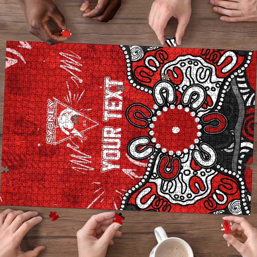 Personalized Sydney Swans Puzzle Aboriginal Dot Painting Graffiti Style