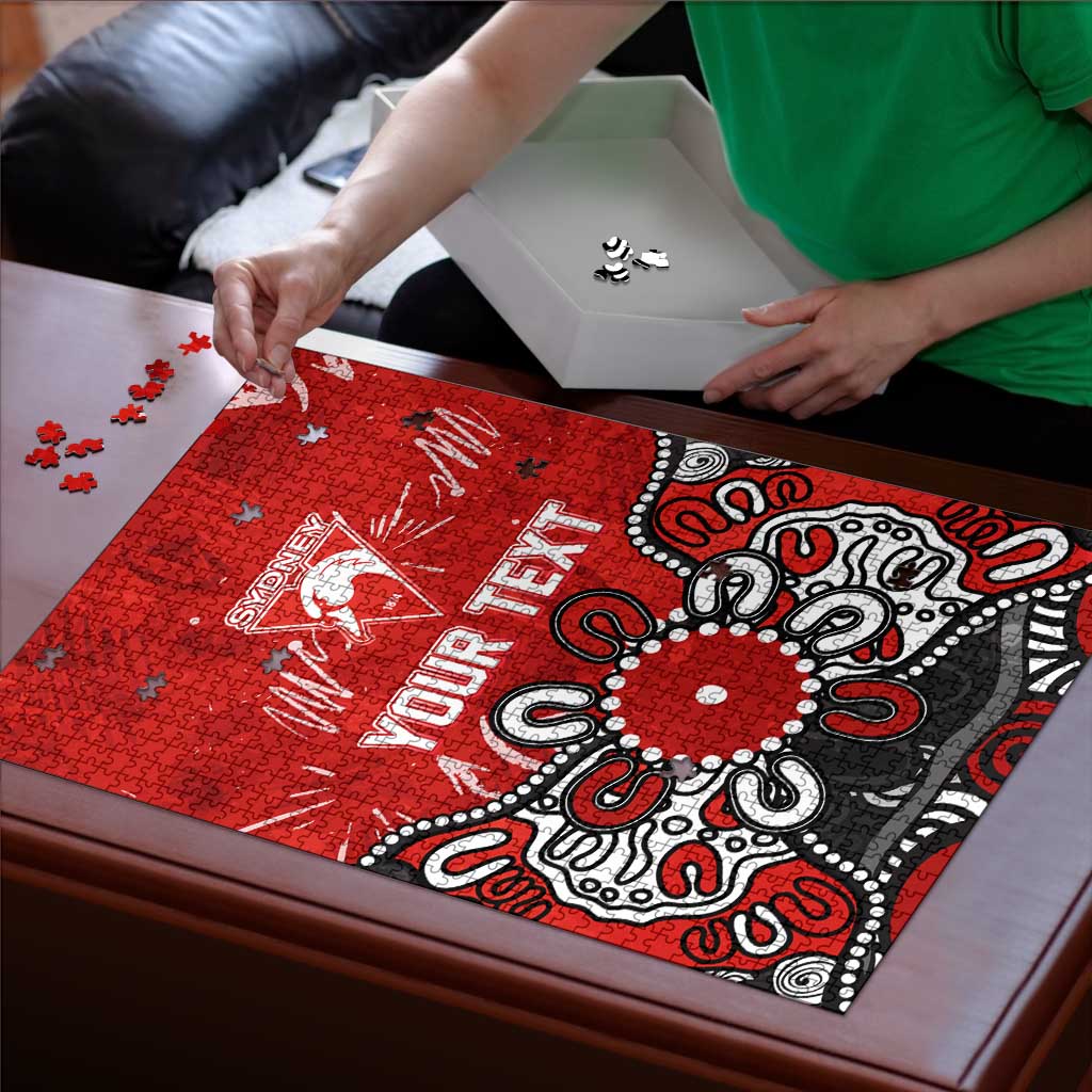 Personalized Sydney Swans Puzzle Aboriginal Dot Painting Graffiti Style