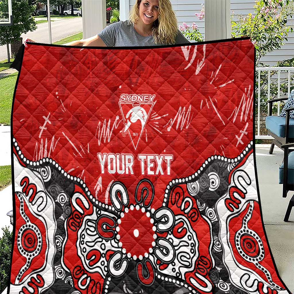 Personalized Sydney Swans Quilt Aboriginal Dot Painting Graffiti Style